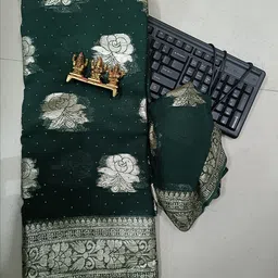 PAYAL CREATION Ethnic Motifs Zari Pure Georgette Saree-image-87