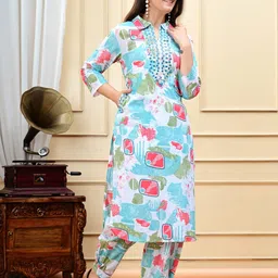DSS FASHION Women Floral Embroidered Regular Thread Work Pure Cotton Kurta with Patiala-picture-29