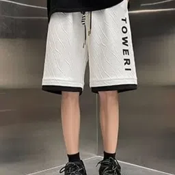 KPOP Men Typography Printed Relaxed Fit Cotton Shorts-image-54