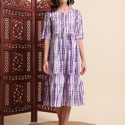 AAYUMI Women Tie and Dye Dyed Fit & Flare Dress-image-91