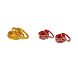 SOMIL Set of 12 Artificial Stones & Beads Studded Alloy Bangles-image-70