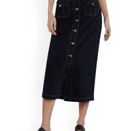 Tripursundari Fashion Denim Straight Midi Skirt-image-92