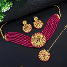 Anouk Women Pink Jewellery Set-image-34