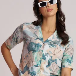 The Cloth Crow Women Cuban Collar Pure Cotton Shirt Style Top-picture-35