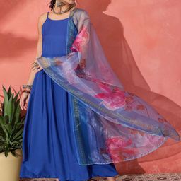 InWeave Women Empire Kurta with Palazzos & With Dupatta-image-26