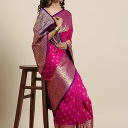 DIVASTRI Woven Design Zari Silk Cotton Banarasi Saree-picture-53