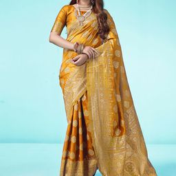 KALINI Ethnic Motifs Zari Art Silk Banarasi Saree-image-22
