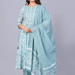 Mishree Collection Women Ethnic Motifs Printed Regular Pure Cotton Kurta with Trousers & With Dupatta-picture-15