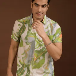 BAESD Men Standard Spread Collar Abstract Printed Polycotton Casual Shirt-image-46