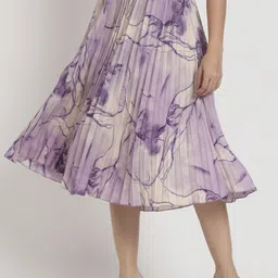 LookShine Printed Pleated A-Line Midi Skirt-picture-36