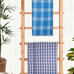Aura Blue & White 3 Pieces Printed Cotton 210 GSM Premium Absorbent Bath Towels-image-43