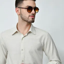 OTIRA Men Solid Spread Collar Cotton Casual Shirt-picture-28