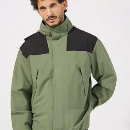 Styli Men Colourblocked Hooded Windbreaker Jacket-image-36