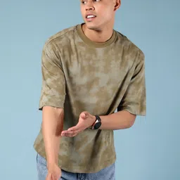 V-Mart Men Dyed Round Neck Cotton Relaxed Fit T-shirt-image-72