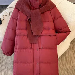 Alamode By Akanksha Maroon Warsaw Warm Long Parka Jacket-image-51