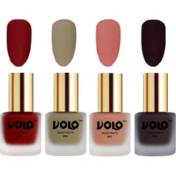 VOLO Set Of 4 Velvet Matte Nail Polish - 8 ml - Tomato Red-Dark Wine-Sand Nude-Light Peach-image-48