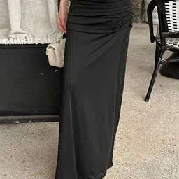 LULU & SKY Ruched Maxi Skirt-picture-44