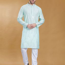 PulseIQ Men Embroidered Mirror Work Kurta-image-62