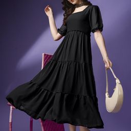 Raiyani Fashion Bell Sleeve Applique Georgette Fit & Flare Maxi Dress-picture-37
