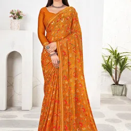 LeeliPeeri Designer Floral Pure Chiffon Designer Saree-image-57