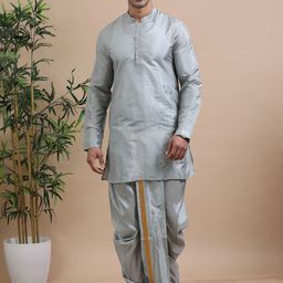 TATTVA Men Regular Mandarin Collar Kurta with Dhoti Pants & With Dupatta-picture-55