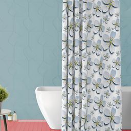 ArtzFolio White & Grey Floral Printed Waterproof Shower Curtain-image-93