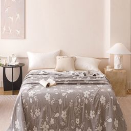 JC HOME Grey & White Floral AC Room 233 GSM Single Bed Quilt-image-35