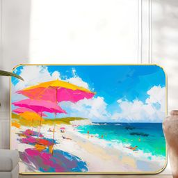 SAF Blue & White Colorful Beach Umbrella Wall Art-8