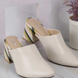 Mochi Textured Block Mules with Buckles-95