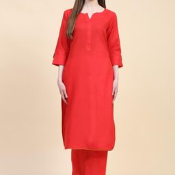 itora Red Cotton Blend Kurta Sets-picture-16