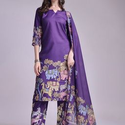 Anouk Women Ethnic Motifs Printed Regular Kurta With Trousers & Dupatta-5