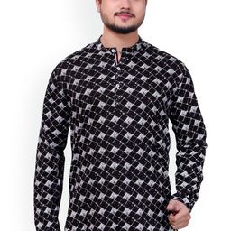 MADE IN THE SHADE Geometric Printed Mandarin Collar Pure Cotton Kurta-image-35