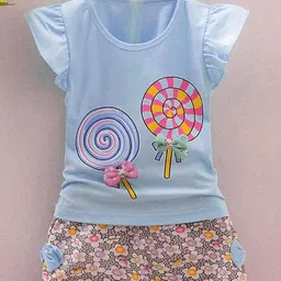 Bold N Elegant Girls Printed T-shirt with Shorts-image-87