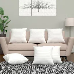 Myntra Elegant Homes 6-Pcs White Pre-FilledSquare CushionsFillers-image-1