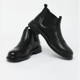 Snitch Black Broguing Formal Shoes-image-0