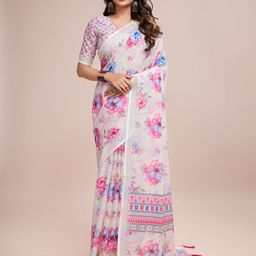 Melok Floral Linen Blend Saree-image-71