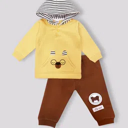 Moms Love Infant Boys Pure Cotton Hooded Sweatshirt With Joggers-image-39