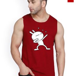 SLOWLORIS Pack Of 2 Printed Round Neck Sleeveless Bio-Wash Cotton Gym Vests-picture-18