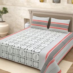 Homez Sparrow Elegant Selection 210 TC Pure Cotton Queen Bedsheet Set-2.20 m x 2.65 m-image-65
