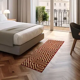 Sapana Carpet-Mats Cream & Maroon Geometric Printed Floor Runner-20