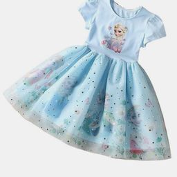 YK Girls Graphic Printed Fit & Flare Dress-image-85