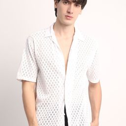 Voroxy Men Relaxed Semi Sheer Casual Shirt-image-44