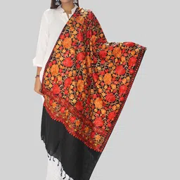 HAUTEMODA Floral Kashmiri Embroidered Woollen Shawl-picture-12