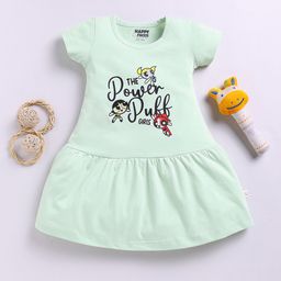 Happy Faces Girls Powerpuff Printed Pure Cotton Fit & Flare Dress-image-59