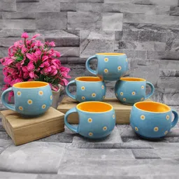 laghima jadon 6 Multicoloured Printed Ceramic Matte Cups Set-33