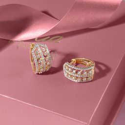 Mia by Tanishq Women 14 KT Chevron Shine Gold & Diamond Hoop Earrings -5.092g-image-18