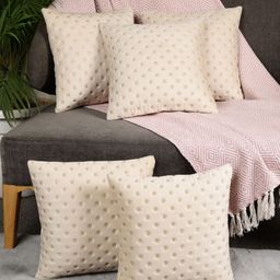 MONKDECOR Set Of 5 Cream Velvet Square Cushion Covers-44