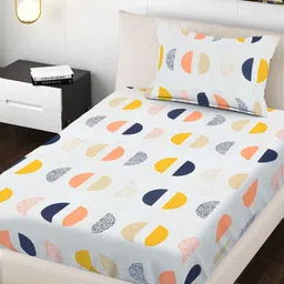 Myntra Elegant Homes Geometric 300 TC Single Bedsheet with 1 Pillow Covers-picture-1