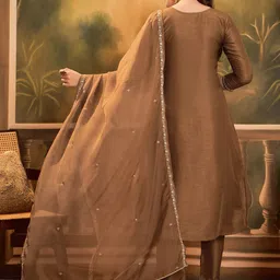 Sangria Sequin Embroidered A-Line Kurta & Trousers With Dupatta image 2