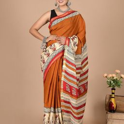 THE FAMILIAR HANDICRAFTS Paisley Pure Cotton Ikat Saree-picture-20